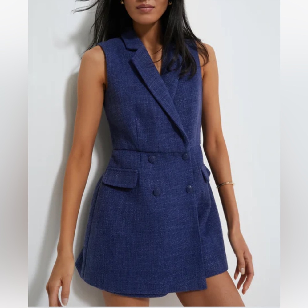 Tuckernuck - Navy Tweed Campbell Romper